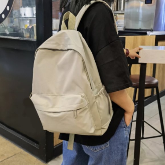 Simple Solid Color Shoulder Backpacks Bookbags Nylon Large Capacity Travel Knaps